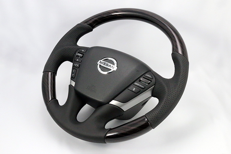 ケンスタイル後期型E52エルグランド用オリジナルステアリングブラウンエボニー ケンスタイル後期型E52エルグランド用オリジナルステアリングブラウンエボニー