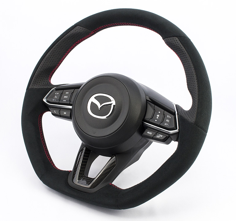 ケンスタイル|アクセラ後期・CX-3/デミオ(H28.11~)用ウルトラスエード/レザーコンビステアリング ケンスタイル|アクセラ後期・CX-3/デミオ(H28.11~)用ウルトラスエード/レザーコンビステアリング