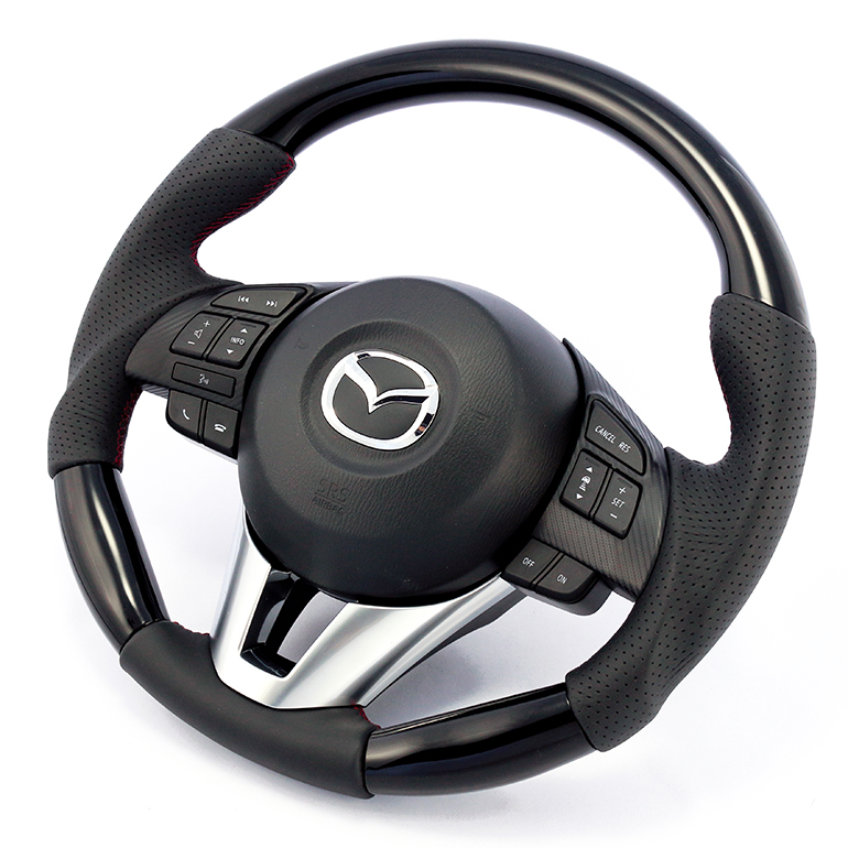 CX-3用ケンスタイルオリジナルステアリングピアノブラック/レザーコンビ CX-3用ケンスタイルオリジナルステアリングピアノブラック/レザーコンビ