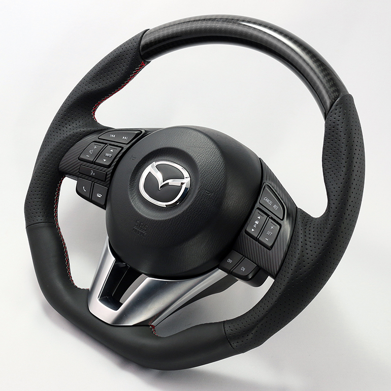 CX-3用ケンスタイルオリジナルステアリングカーボン/レザーコンビ CX-3用ケンスタイルオリジナルステアリングカーボン/レザーコンビ