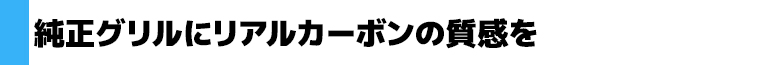 純正グリルにリアルカーボンの質感を