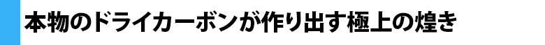 本物のドライカーボンが作り出す極上の煌き