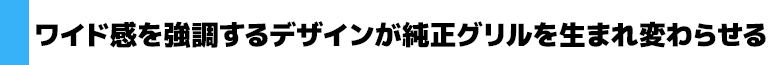 ワイド感を強調するデザインが純正グリルを生まれ変わらせる