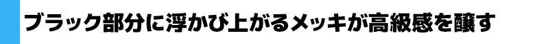 ブラック部分に浮かび上がるメッキが高級感を醸す